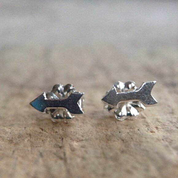 Sterling Silver Arrows Stud Earrings - Picture 4 of 5